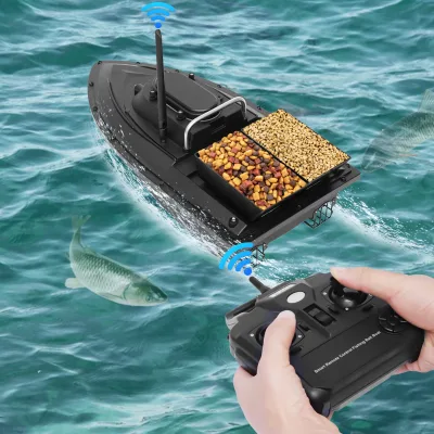 Bateau amorceur de pêche télécommandé noir