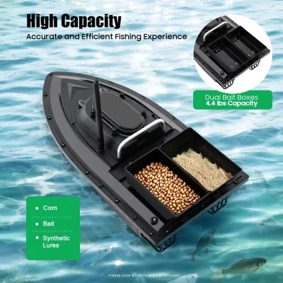 Bateau amorceur de pêche télécommandé noir – image 2
