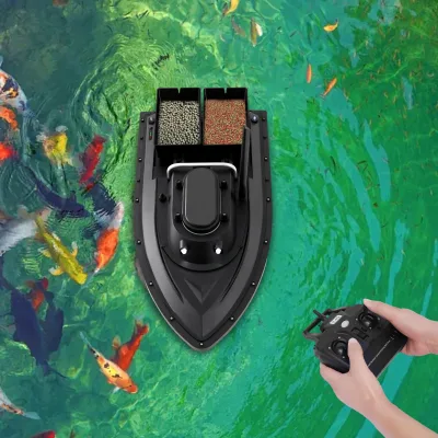 Bateau amorceur de pêche télécommandé noir – image 3