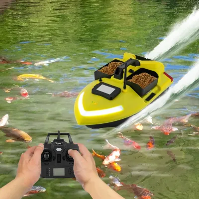 Bateau d'appâtage télécommandé jaune – image 2