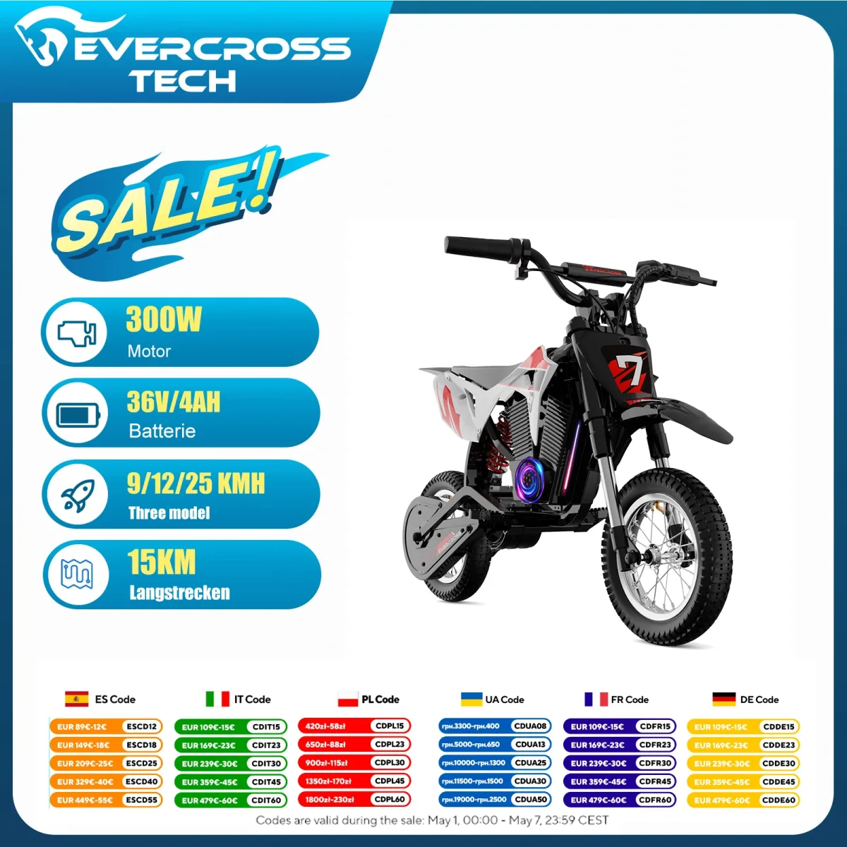 Moto électrique enfant à batterie, roues de 30,5 cm