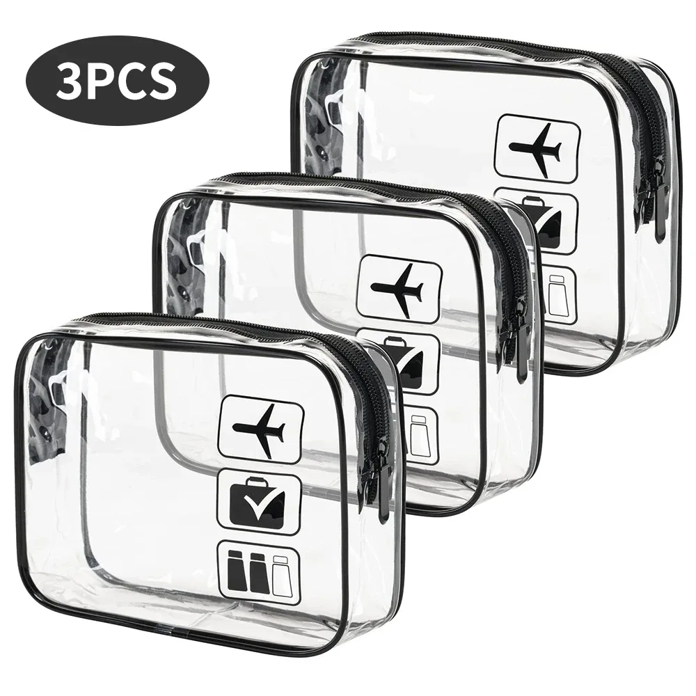 Pochettes de toilette transparentes, lot de 3