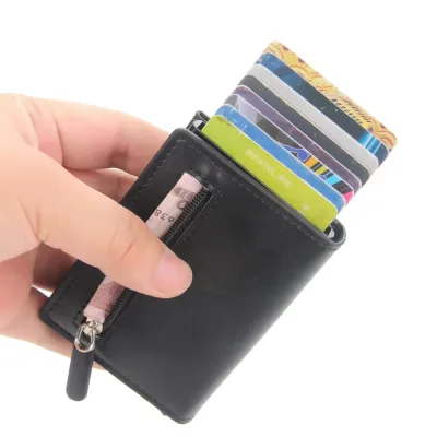 Porte-cartes mince simili cuir à clip – image 2