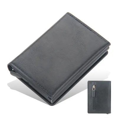 Porte-cartes mince simili cuir à clip – image 3
