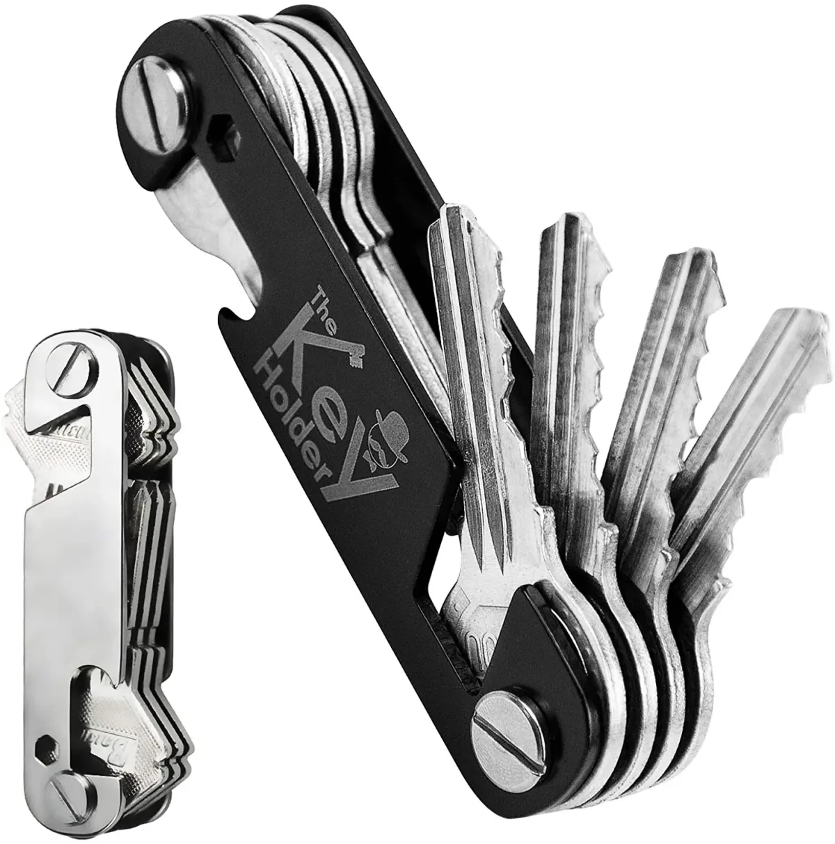 Porte-clés compact en métal, motif animaux