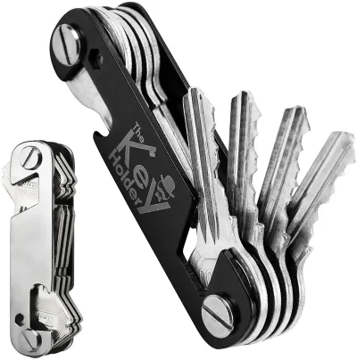 Porte-clés compact en métal, motif animaux