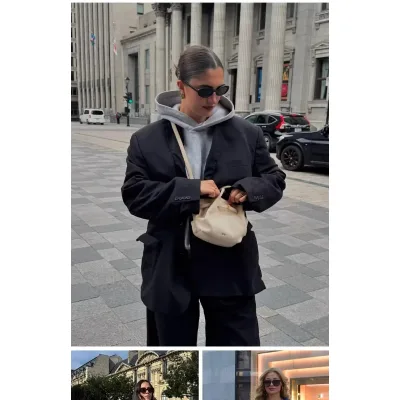 Sac fourre-tout hobo en cuir fendu à bandoulière – image 3